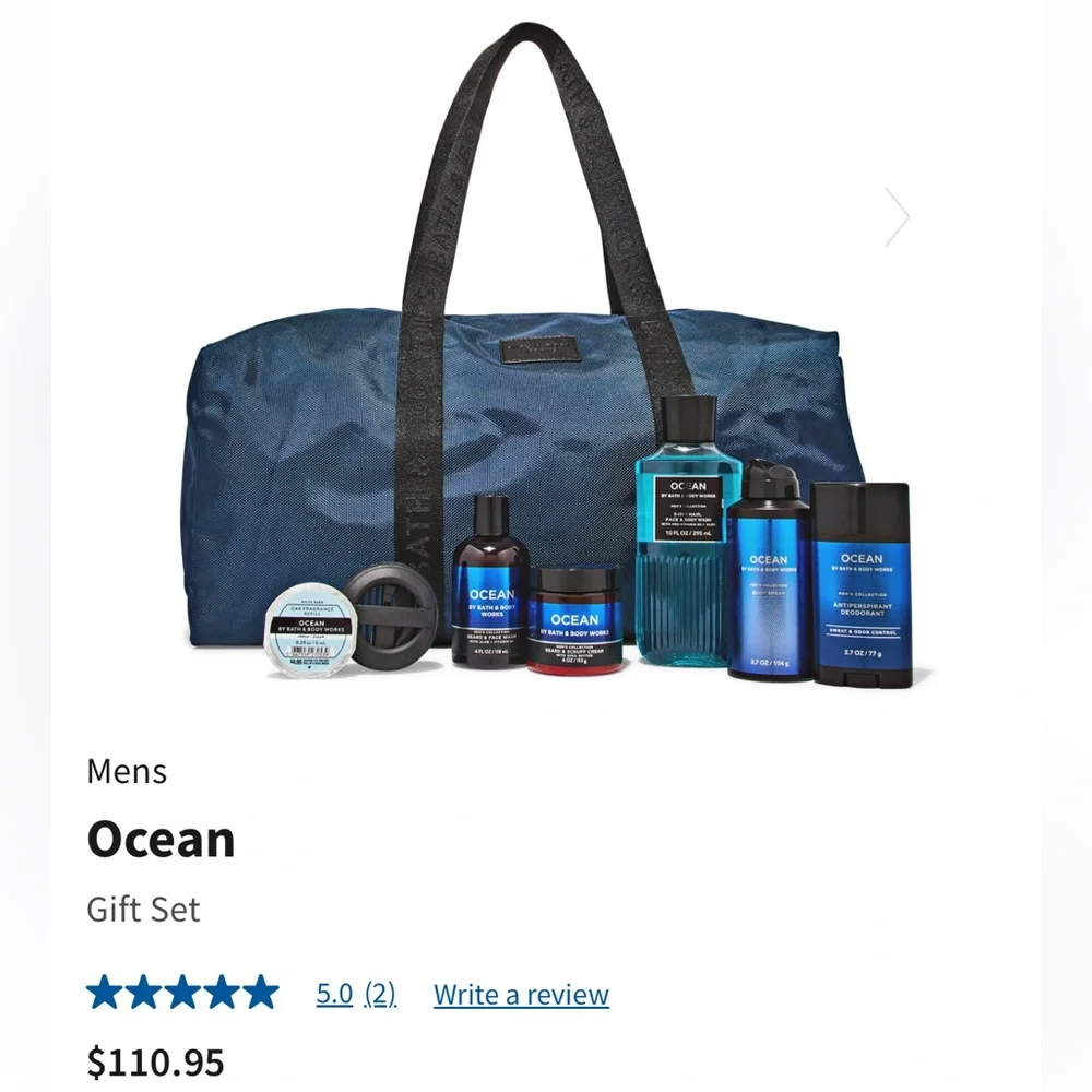 NWT Bath & Body Works Ocean Men’s Gift Set. Comes With Beautiful Duffel Bag